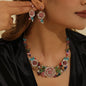 Mother’s Day Jewelry Gift:Luxury 3Pcs Rhinestone Flower Set for Women,Elegant Necklace&Dangle Earrings for Party Wedding Banquet