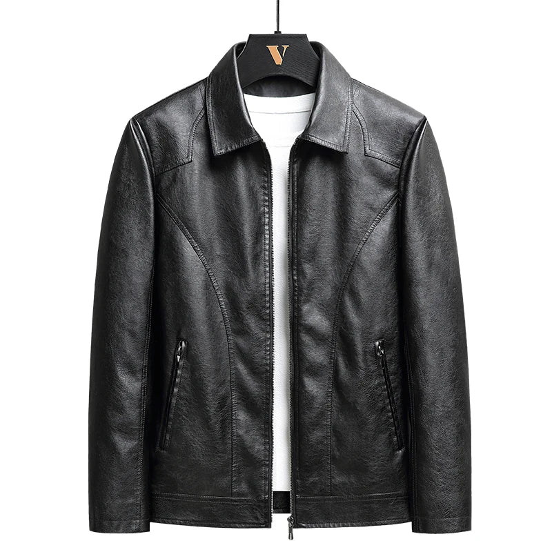 Men’s Retro Fleece Leather Jacket (Plus Size)