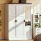 3 Door Armoire Wardrobe Closet with Mirror, Large Wardrobe Closet with Doors, White Armoire for Bedroom with Hanging