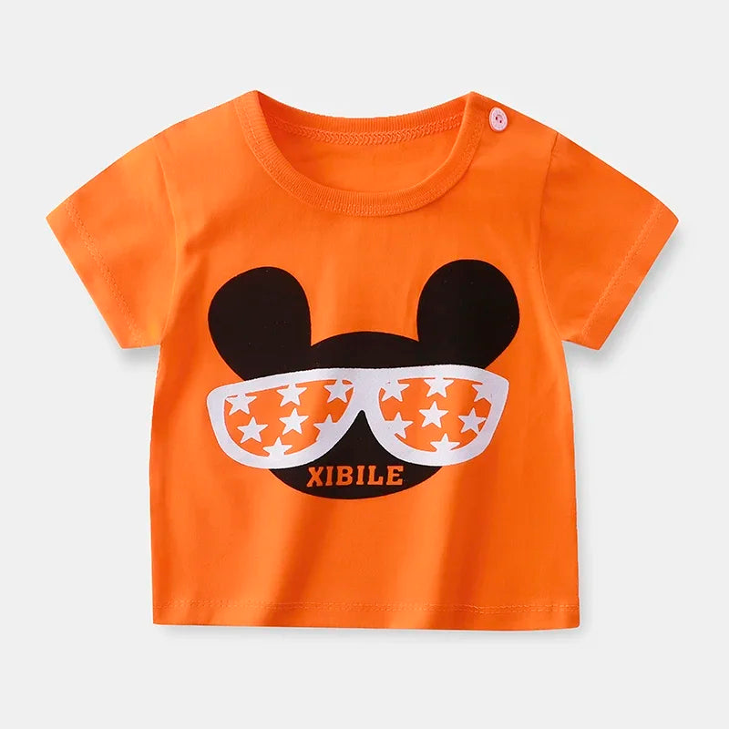 Children's  Cartoon Print T-Shirt  Short Sleeve 100% Cotton