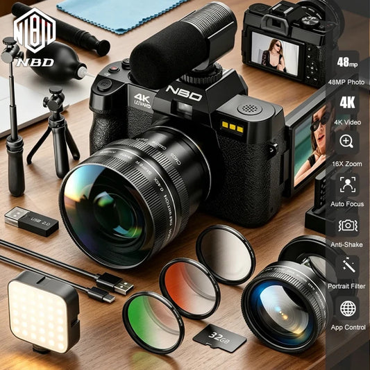 NBD 4K Vlog Camera – 48MP, 3" Flip Screen
