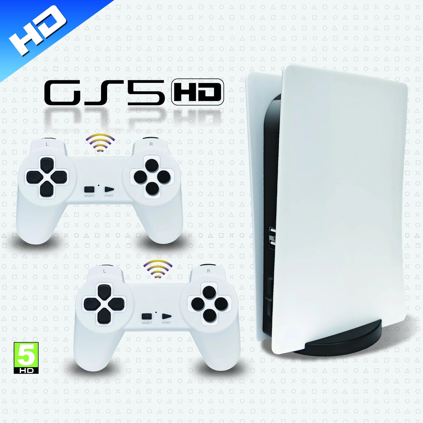 GS5 4K HD 8‑Bit Game Stick (3000 Built‑In Games, Wireless Plug‑and‑Play, Dual Controllers)