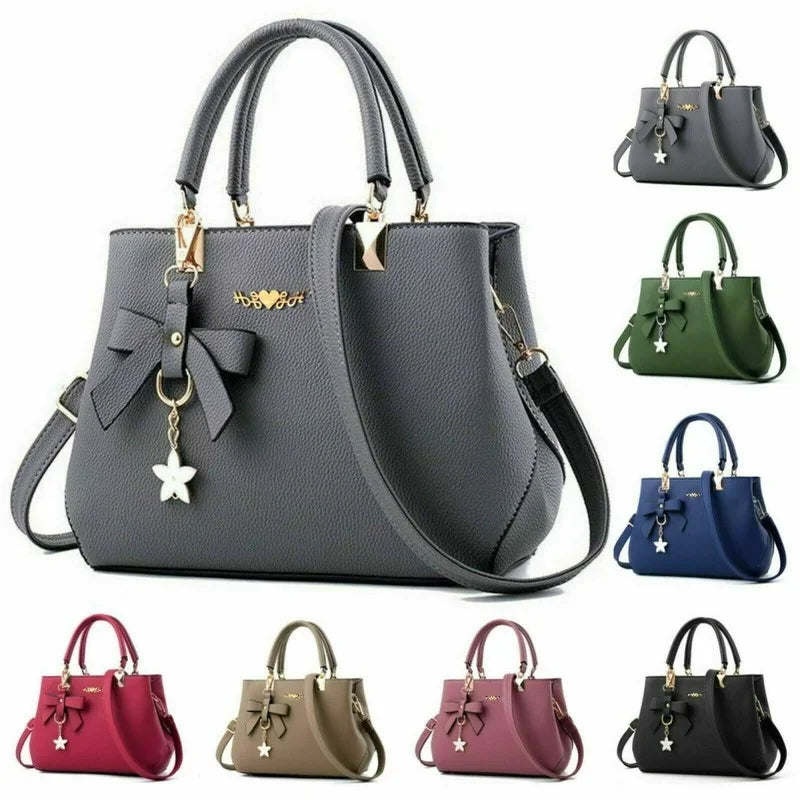 Elegant Floral Shoulder Bag (6 Colors, PU Leather, Sweet Bowknot Crossbody Tote)
