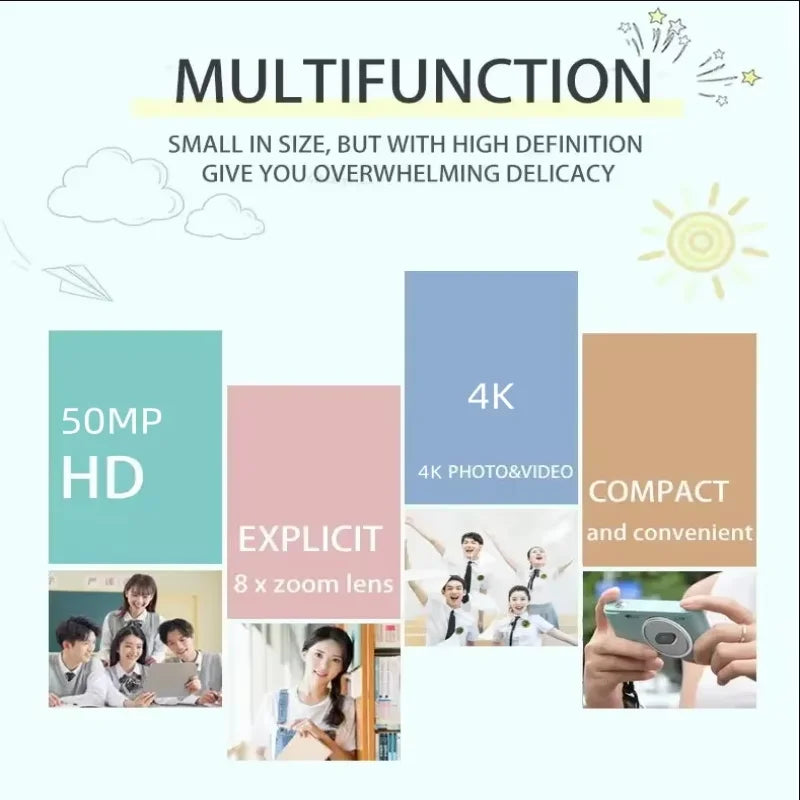 4K 50MP Kids Campus Mini Camera (2.4")