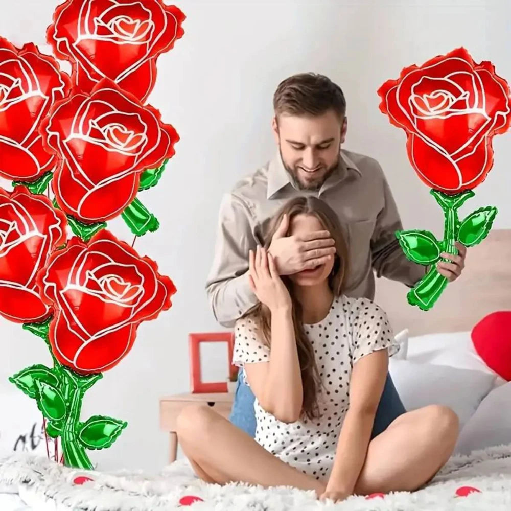 Cute Bear Foil Balloons with Flowers – Valentine’s, Wedding, Anniversary & Birthday Decoration
