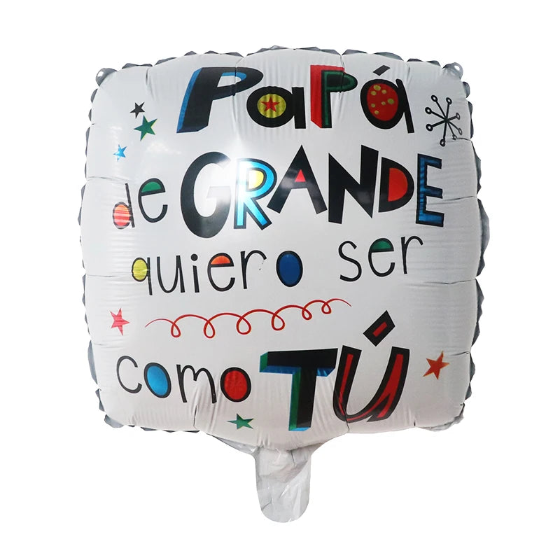 10pcs 18Inch Spanish English Happy Father's Day Foil Helium Balloon Feliz Dia Super Papa Air Globos Party Decoration Gift Baloes