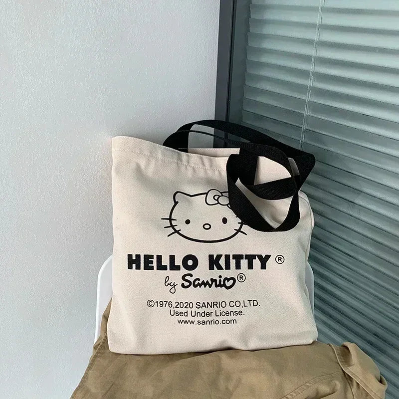 Hello Kitty Canvas Shoulder Bag (Large Capacity, Kawaii Daily Commuting Tote)