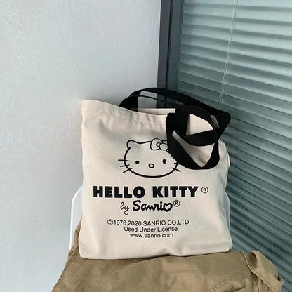 Hello Kitty Canvas Shoulder Bag (Large Capacity, Kawaii Daily Commuting Tote)