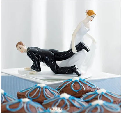 Bride & Groom Funny Wedding Cake Topper Figurine