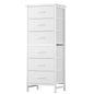 Tall 6‑Drawer Fabric Dresser with Wood Top & Metal Frame