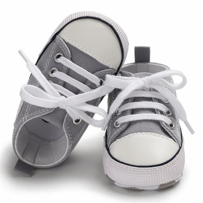 Baby Classic Canvas Sports Shoes Gender Free First Pair of Toddler Baby Shoes Non Slip Soft Soles Newborn Baby Crib Shoes