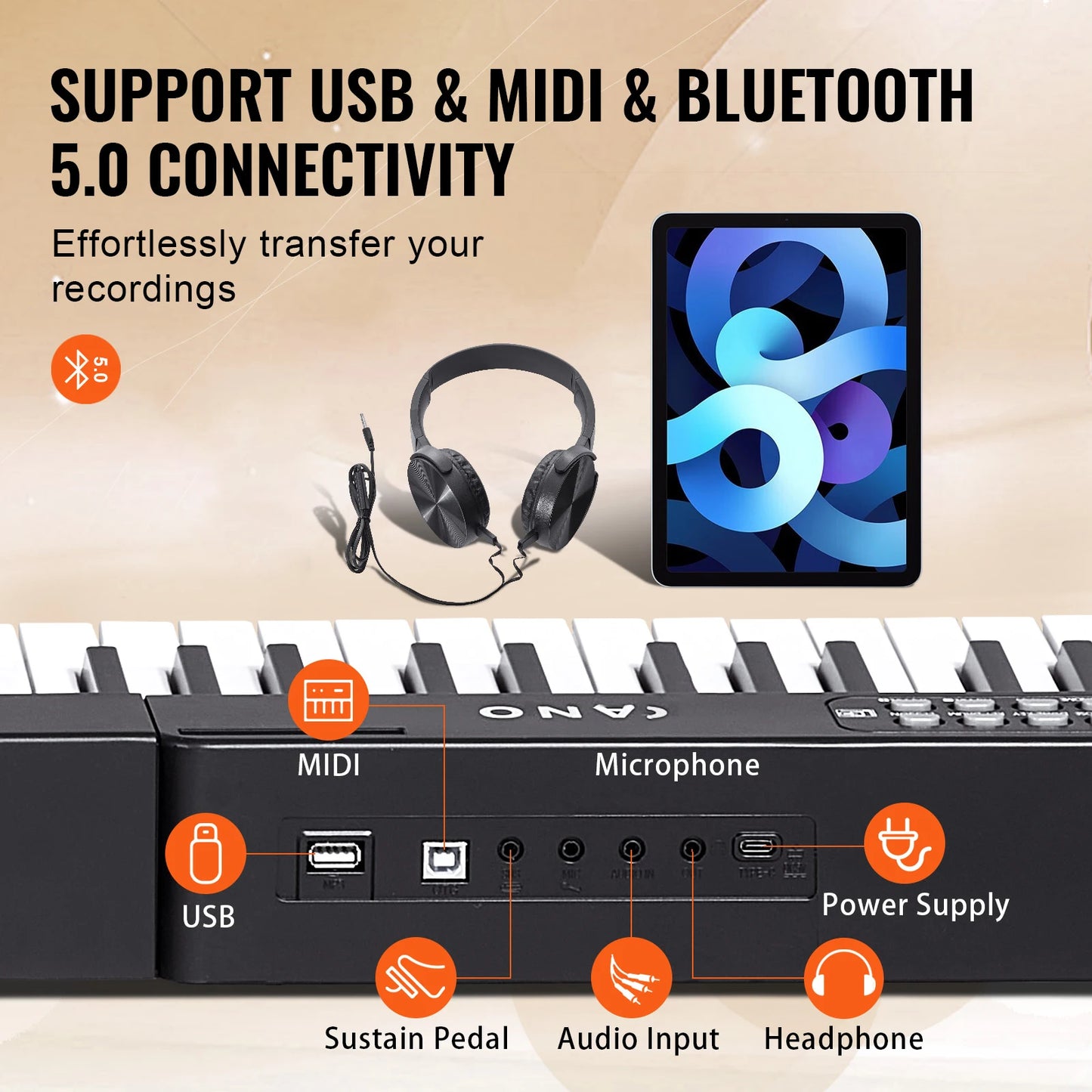 SucceBuy 88‑Key Digital Piano – Semi‑Weighted Full‑Size Portable Electric Keyboard, 1000 Tones for Beginners