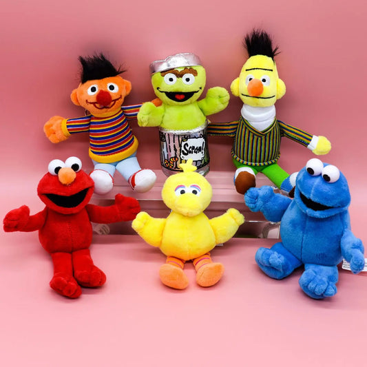 Sesame‑Street Style Plush Keychain Set – Elmo, Cookie Monster, Big Bird School Bag Pendant