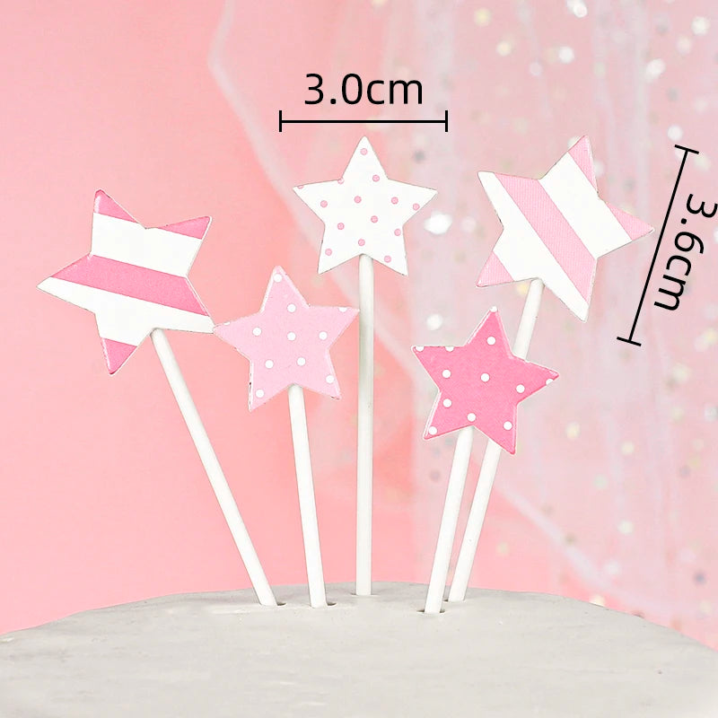 Princess Cake Topper Beautiful Girl with Bow Stars for Happy 1st Birthday Party Cake Decoration Baby Shower Party Supplies