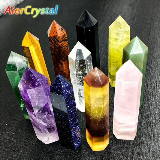 Natural Stone and Crystals Point Wand Rose Quartz Amethyst Home Decoration Mineral Stones Crafts