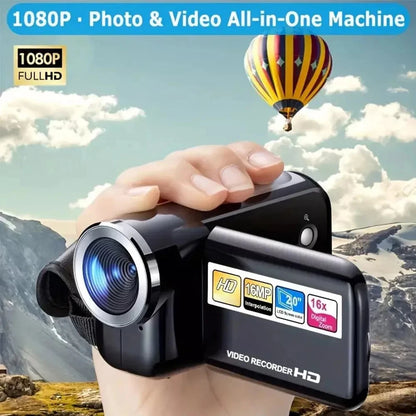 1080P 16MP Digital Camera &amp; Rotatable Screen Camcorder (2.7", 16X Zoom, Kids &amp; Vlog Camera)