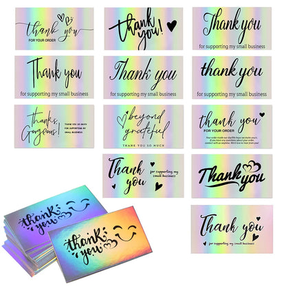 30pcs Thank You Card For Supporting Business Package Decoration "Gorgeous Thanks" Business Card Laser card Handmade With Love