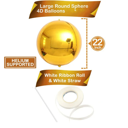 5/10pcs 4D Foil Sphere Balloons, Large Round Rose Gold Silver Plated Mylar Balloons for Birthday Party Decorations, 22 in