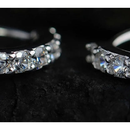 Women Romantic 925 Sterling Silver Plated Rhinestone Crystal Hoop Earrings