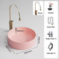 Pink Ceramic Vessel Sink – Modern Countertop Basin with Drain