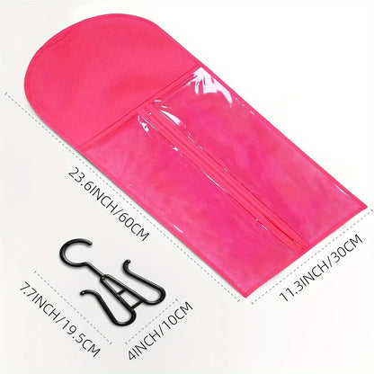 1/3pcs Premium Wig Storage Bags with Sturdy Metal Hangers - Black Transparent Design for Multiple Wigs & Hair Extensions