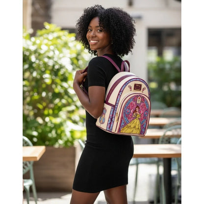 Belle Stained Glass Portrait Mini Backpack