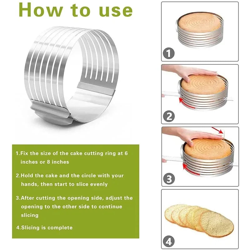 6-12inch Adjustable Stainless Steel Cake Slicer Mold Bakeware Cutter Cake Ring Baking Cake Tools Bread Slicer Layered BakingTool