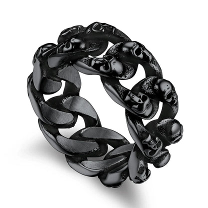 U7 Stainless Steel Big Skull Rings for Man Woman Size 7-14 Cross 3D Skeleton Cuban Chain Celtic Knot Pattern Gothic Punk Jewelry