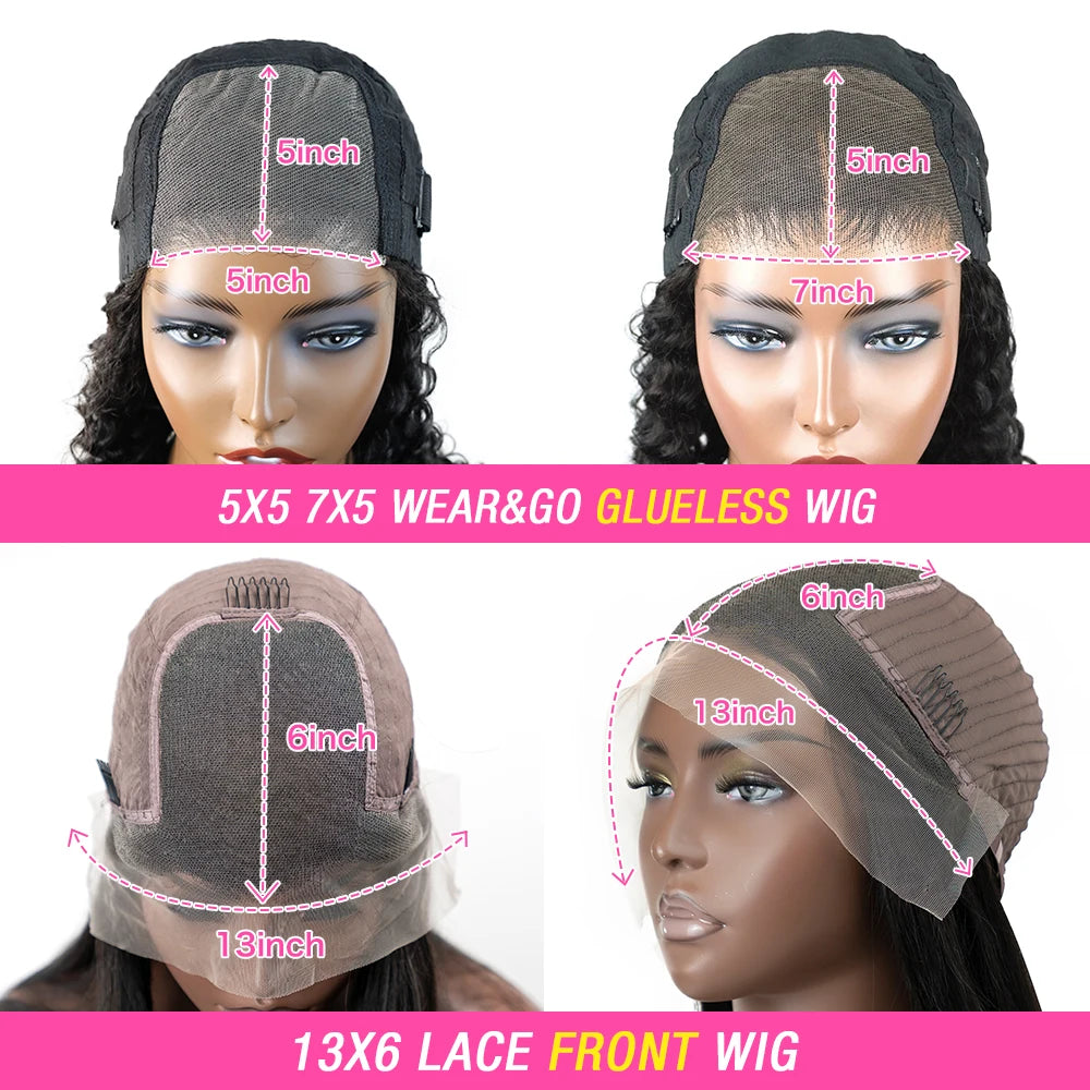Wear & Go Glueless Bone Straight Wig (30–34 Inch · 13×6 / 6×4 HD Lace · Human Hair)