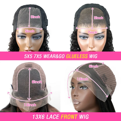 Wear & Go Glueless Bone Straight Wig (30–34 Inch · 13×6 / 6×4 HD Lace · Human Hair)