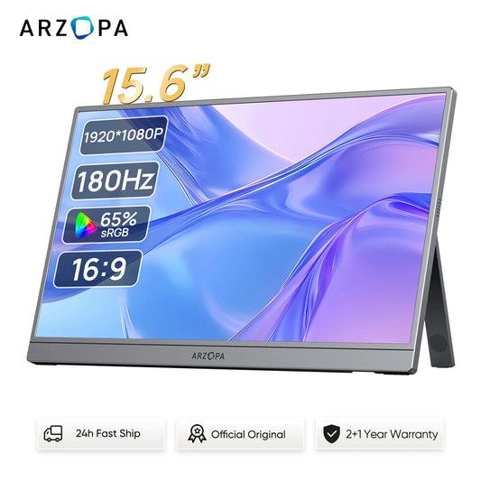 ARZOPA 15.6 inch 1080P 100%sRGB Grey Portable Gaming Monitor HDR10 External Second Display Screen for PC/MAC/Phone/Xbox A1 GRAY