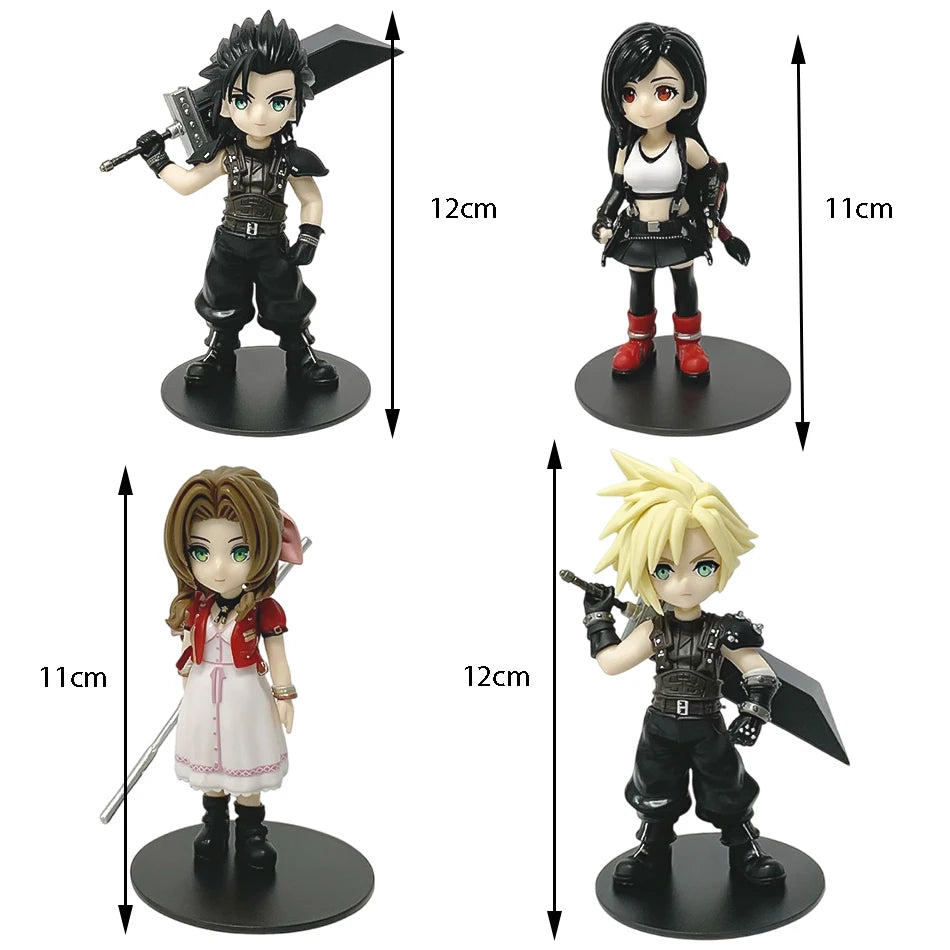 1–12cm Anime Figure Set – Cloud, Tifa, Aerith & Zack PVC Collectible Desktop Display