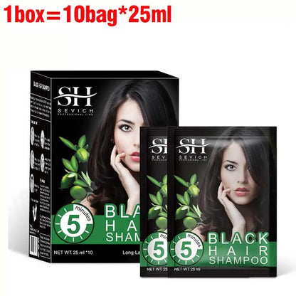 Instant Black Hair Shampoo – 10Pcs Herbal Color Restore, 5‑Minute Gray Coverage