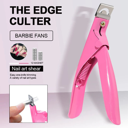 Acrylic Nail Cutter Kit - Stainless Steel Clipper and Scissors for U-Word False Tips, Manicure Tools Set with Straight Cut and 12pcs Magnet
