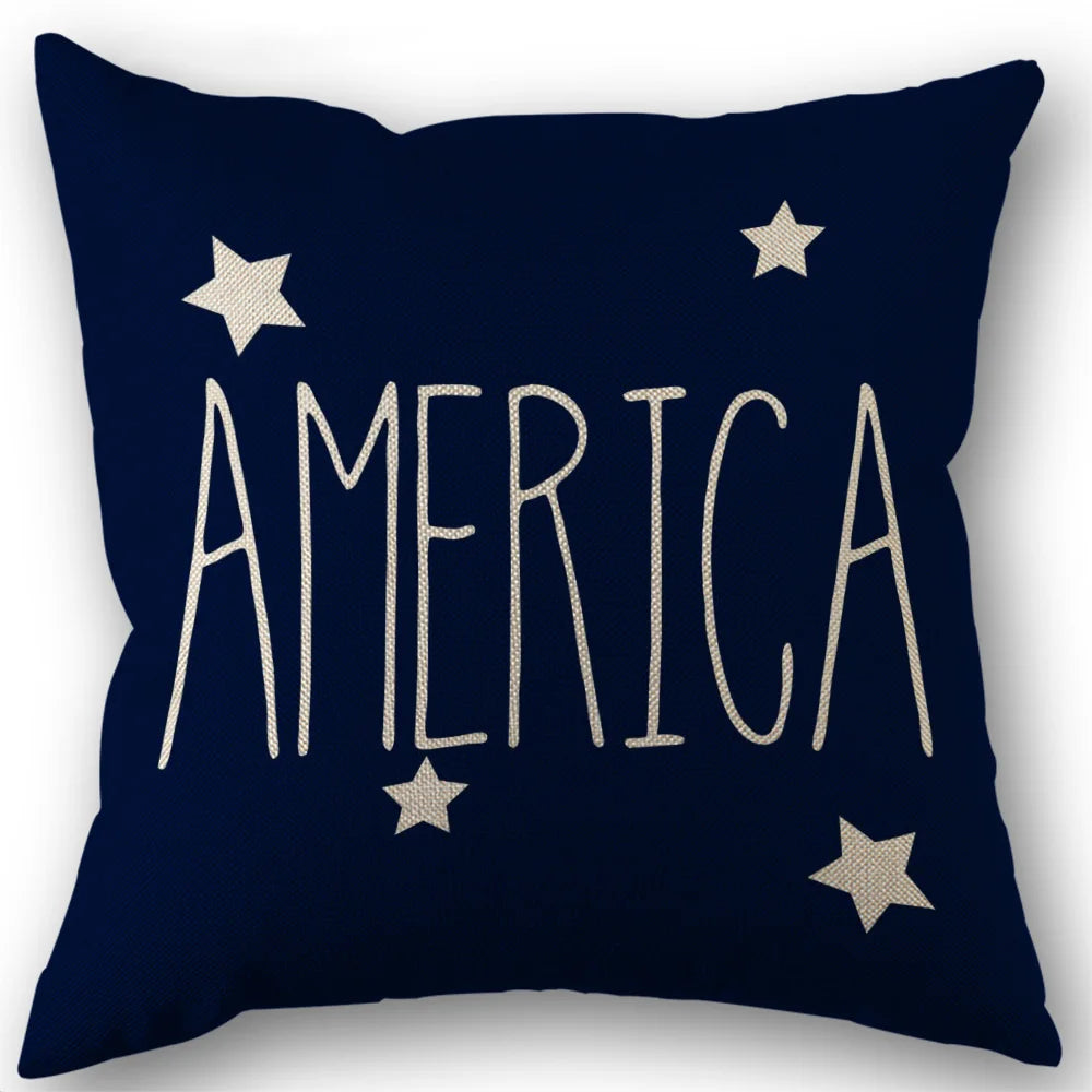 Independence Day Throw Pillow Case USA Fourth of July Freedom Independence Linen Home Living Room Sofa Pillow Case