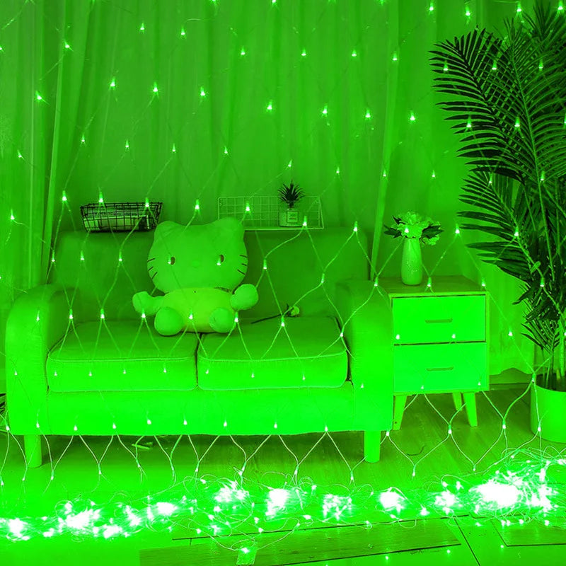 LED Net Mesh Fairy Lights – Outdoor Waterproof Curtain String Lights (Multiple Sizes, 110V/220V)