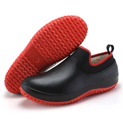 Mens Kitchen Working Shoes Non-slip Waterproof Chef Shoes Casual Unisex Work Shoes Water Shoes Rain Cotton Boots Plus Size 35-47