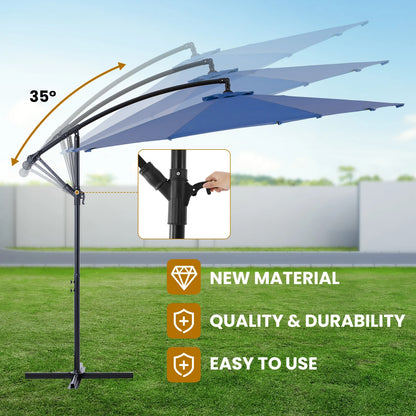 10FT Cantilever Patio Umbrella — Easy Tilt, UV Protection, 8 Ribs