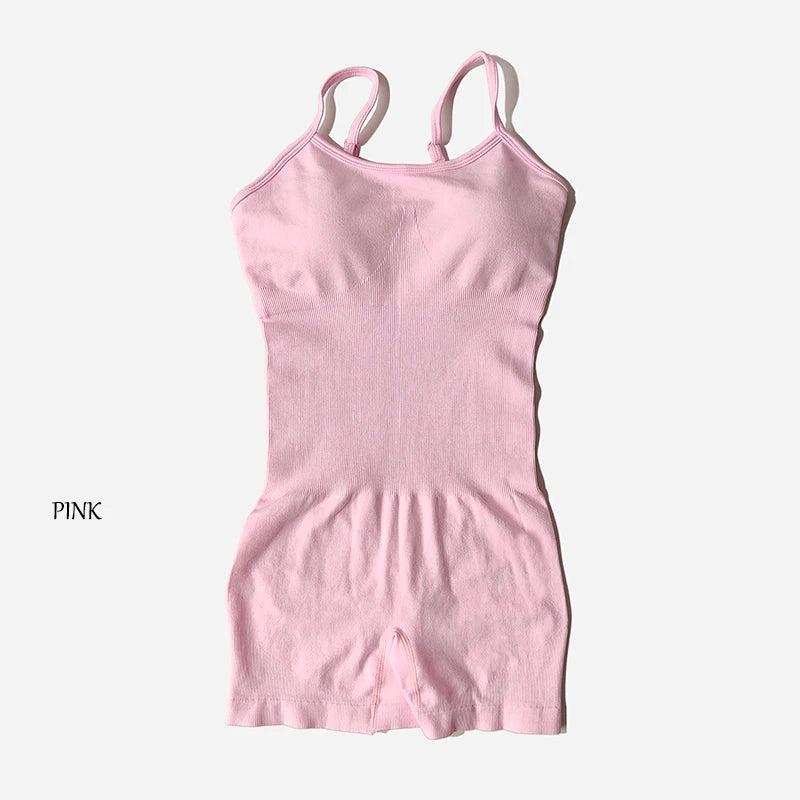 Women Fitness One Piece Strap Tummy Control Padded Sports Bra Rompers