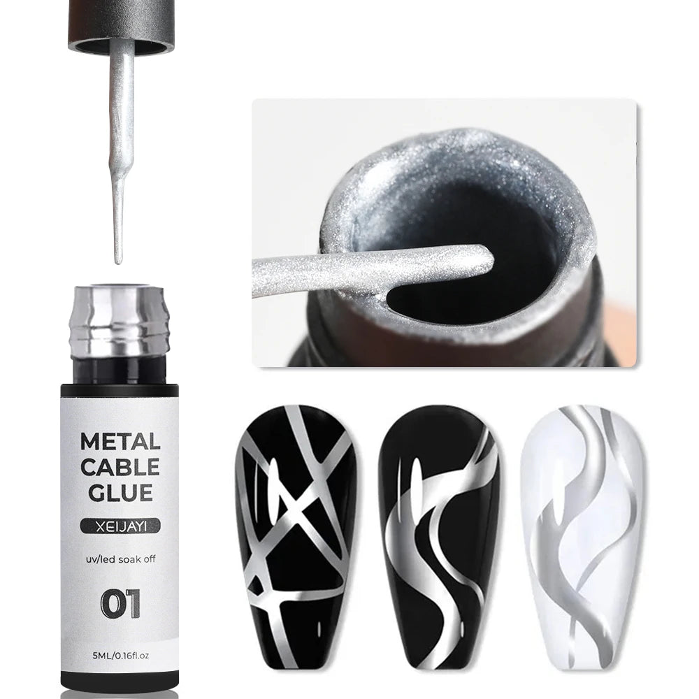 Super‑Bright Metallic Liner Gel Polish – Silver/Gold/Rose Mirror UV Nail Art (5/7/8ml)