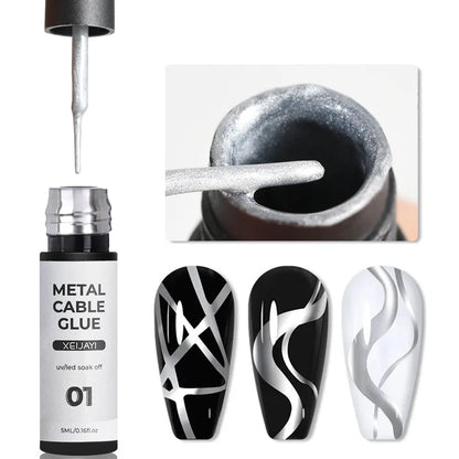 Super‑Bright Metallic Liner Gel Polish – Silver/Gold/Rose Mirror UV Nail Art (5/7/8ml)