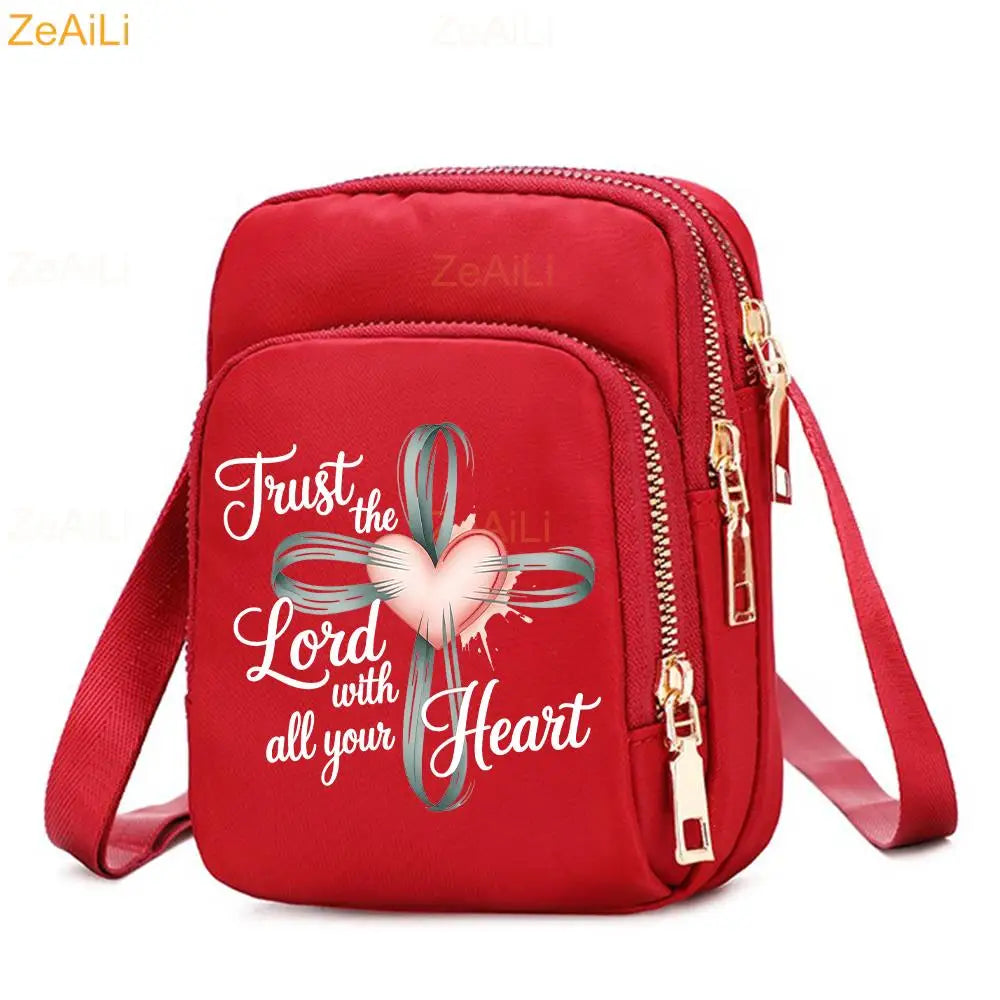 Cat & Dog Faith Quote Crossbody Phone Bag