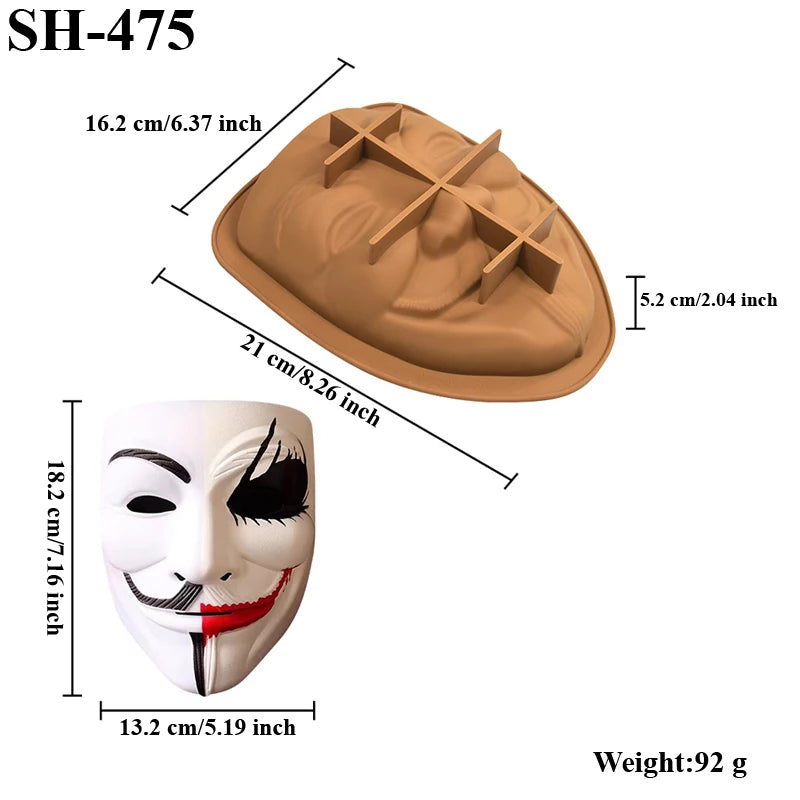 Halloween Mask Design Cake Mold Skull Design Chocolate Mold Halloween Silicone Cake Mould Kitchen Bakeware Dessert Tools
