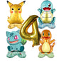 5pcs Pokémon Cartoon Balloon Number Set (Pikachu · Charmander · Squirtle · Bulbasaur)