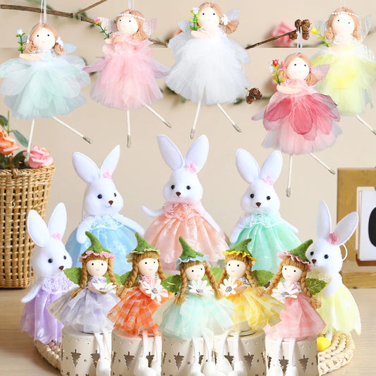 1pc Easter Flower Fairy Decoration Cute Rabbit Hanging Pendant Spring Easter Party Decor Birthday Baby Shower Supplies Kids Gift