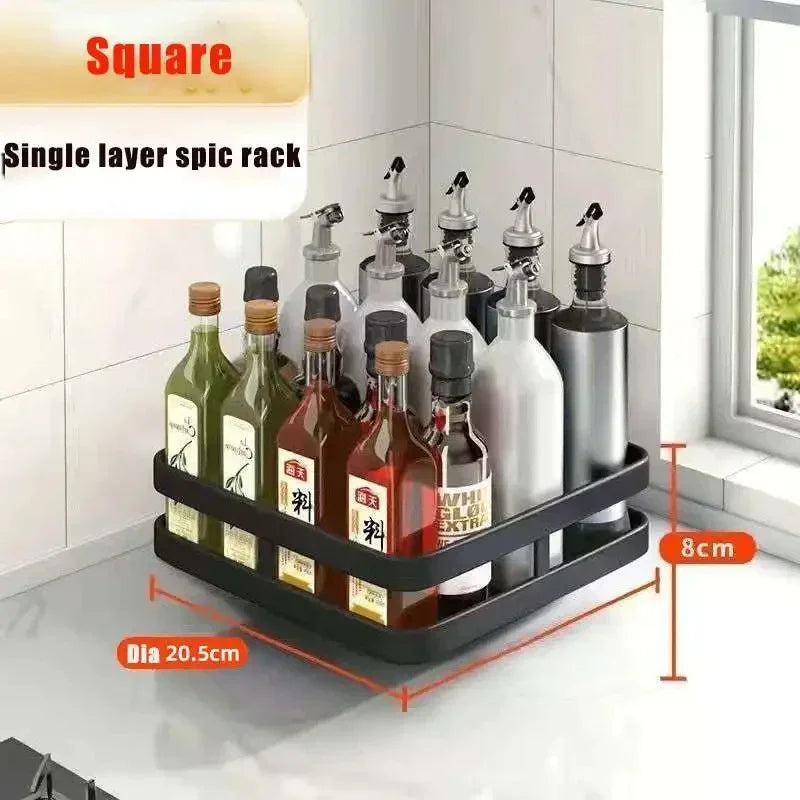 360 Rotation Spice Rack Multi-Layer Spices Seasonings Storage Tray Kitchen Organizer
