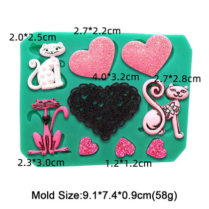 Cute Kitten Silicone Mold Cat Shape Chocolate Cookies Dessert Pudding Sugar Crafts Fondant Mould Bakeware Baking Cake Tools