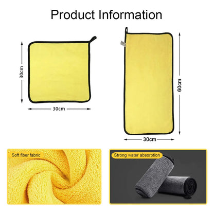 Car Wash Microfiber Towel 30x30/60CM for Car Cleaning and Drying, Hemmed Car Care Cloth, Detailing Car Wash Towel.
