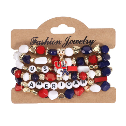 4th of July Independence Day St.Patrick’s Day Bracelets for Women Girls Charm Bracelet Beaded Stretch Bracelet