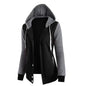Drawstring Women Jacket Fall Winter Color Block Sports Hoodie Jacket Button Hooded Long Sleeve Hoodies Jogging Women Sweatshirts